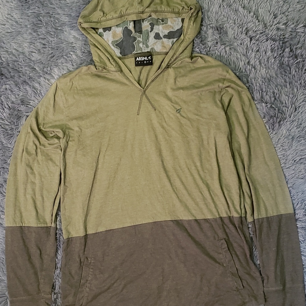 ARSNL XL Green V-Neck with Hood Long Sleeved